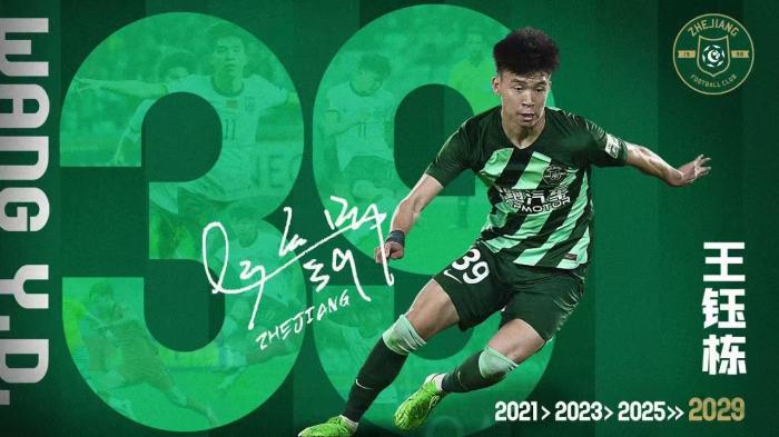 浙江FC与小将王钰栋续约至2029赛季，U20亚洲杯亮